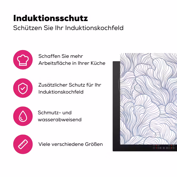 Patroon - Lijnen - Organisch - Abstract - Blauw Inductie beschermer vinyl 3mm klein -zzzzzzz-lf-ups