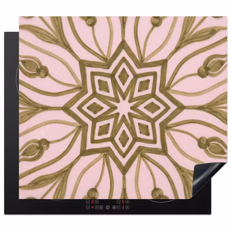 Patroon - Mandala - Decoratie - Abstract - Groen Inductie beschermer vinyl 3mm middel -3d