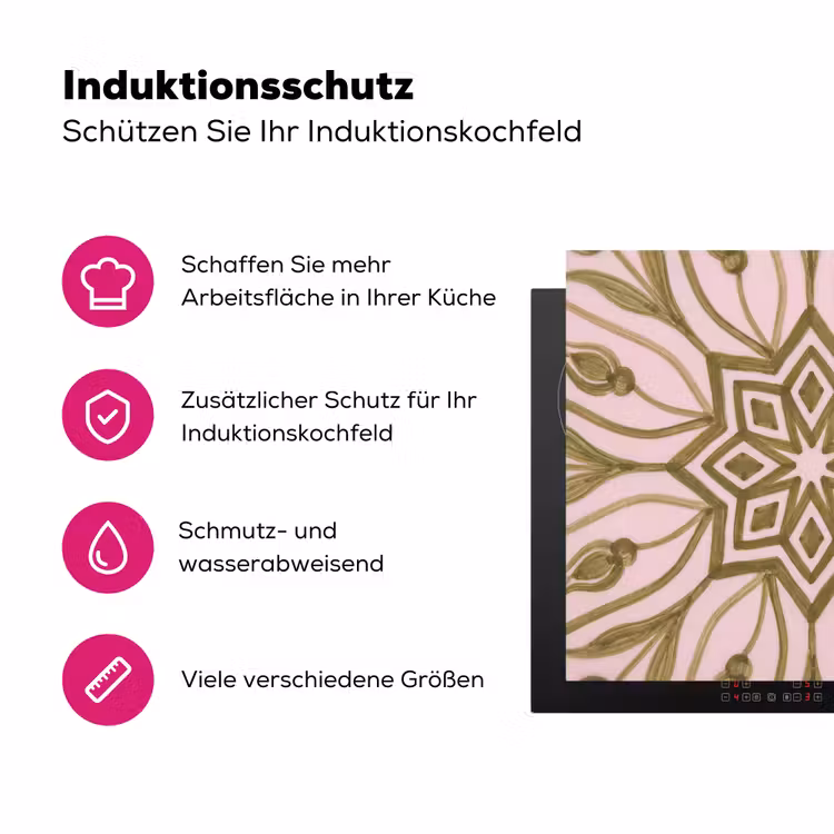 Patroon - Mandala - Decoratie - Abstract - Groen Inductie beschermer vinyl 3mm middel -zzzzzzz-lf-ups