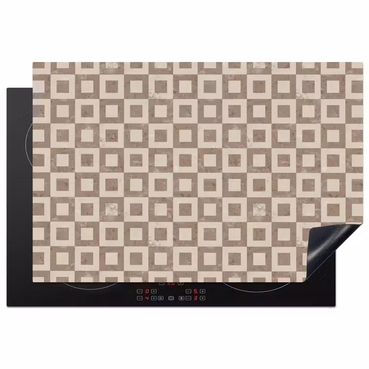 Patroon - Marmer - Beige Inductie beschermer vinyl 3mm klein 276 -3d