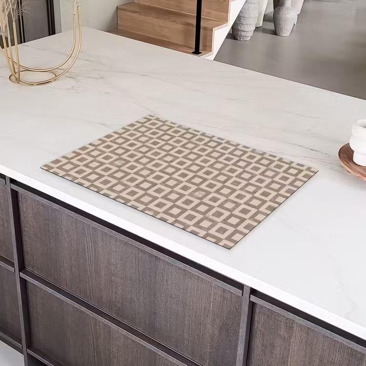 Patroon - Marmer - Beige Inductie beschermer vinyl 3mm klein 276 -sfeer8