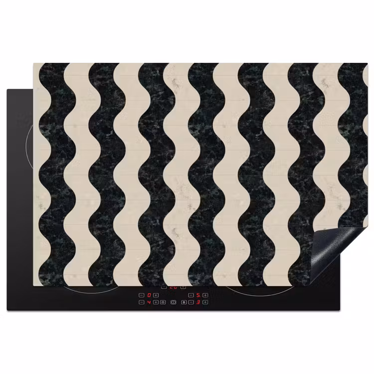 Patroon - Marmer - Groen - Cremé Inductie beschermer vinyl 3mm klein 276 -3d