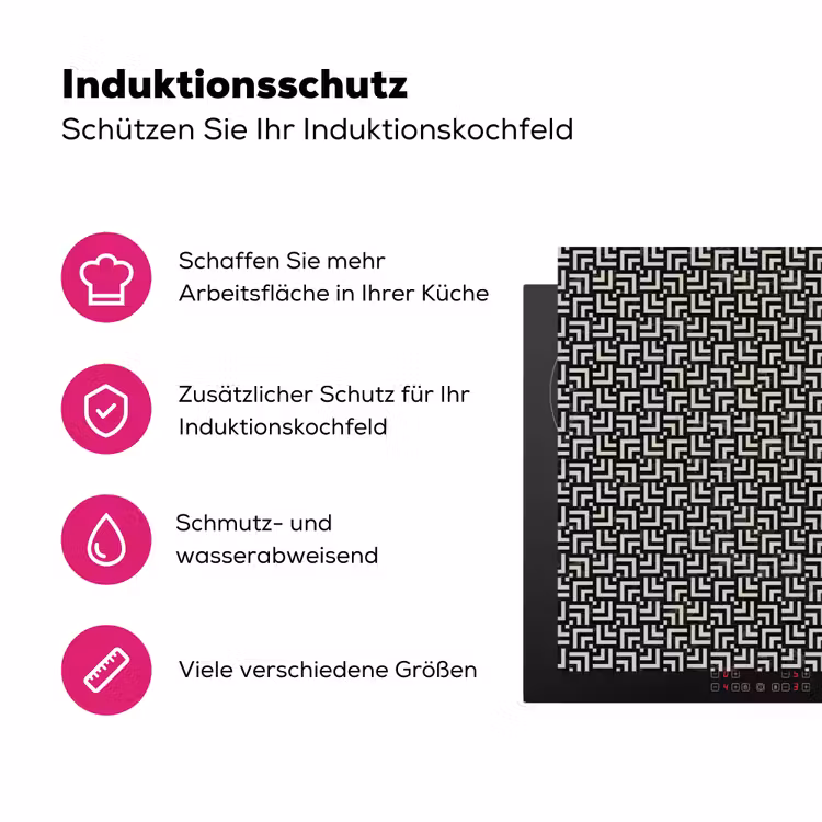 Patroon - Marmer - Zwart Inductie beschermer vinyl 3mm klein 276 -zzzzzzz-lf-ups