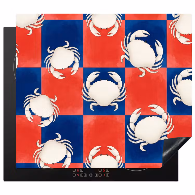 Patroon - Zeeleven - Rood - Blauw - Abstract Inductie beschermer vinyl 3mm middel -3d