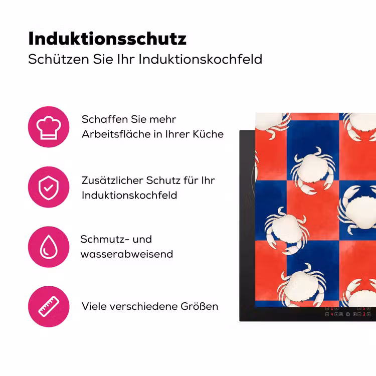 Patroon - Zeeleven - Rood - Blauw - Abstract Inductie beschermer vinyl 3mm middel -zzzzzzz-lf-ups