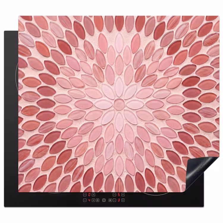 Patroon - Mozaïek - Ovaal - Abstract - Roze Inductie beschermer vinyl 3mm middel -3d