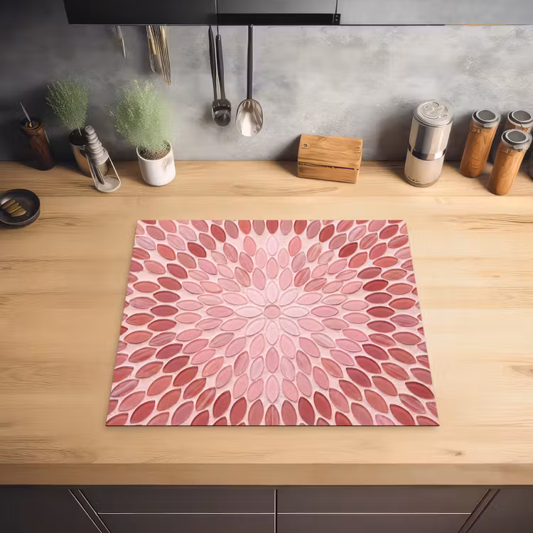 Patroon - Mozaïek - Ovaal - Abstract - Roze Inductie beschermer vinyl 3mm middel -sfeer5
