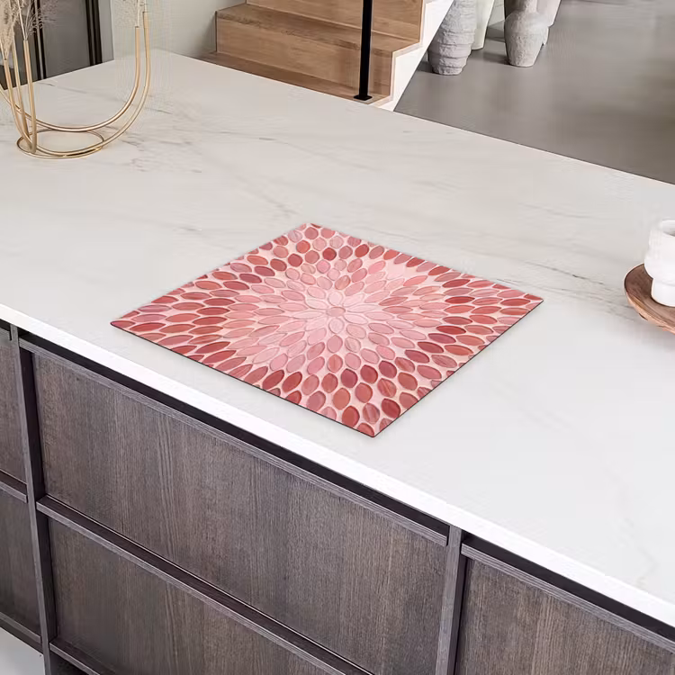Patroon - Mozaïek - Ovaal - Abstract - Roze Inductie beschermer vinyl 3mm middel -sfeer8