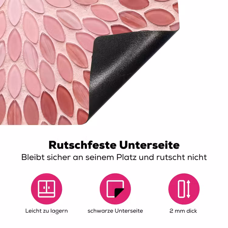 Patroon - Mozaïek - Ovaal - Abstract - Roze Inductie beschermer vinyl 3mm middel -zzzzzzz-lf-onderkant