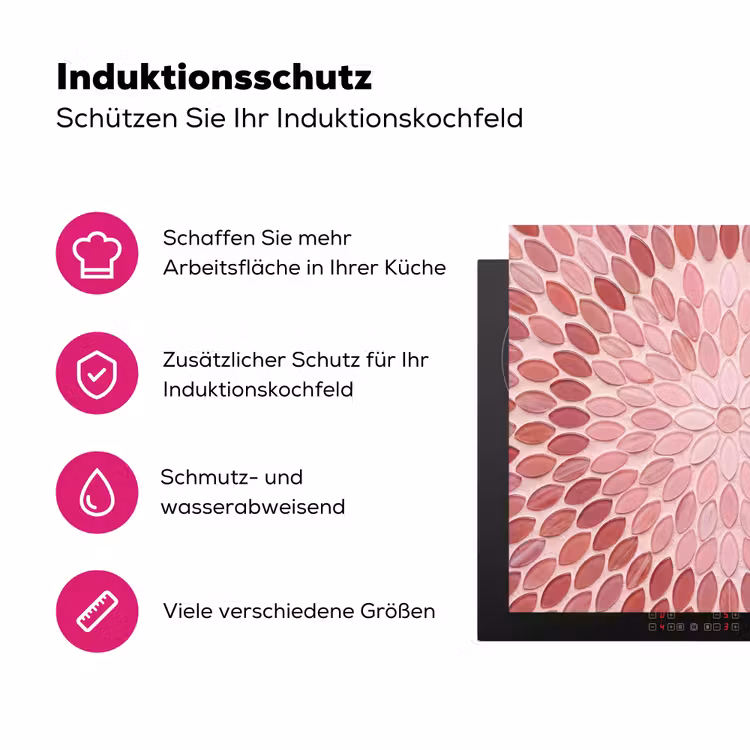 Patroon - Mozaïek - Ovaal - Abstract - Roze Inductie beschermer vinyl 3mm middel -zzzzzzz-lf-ups