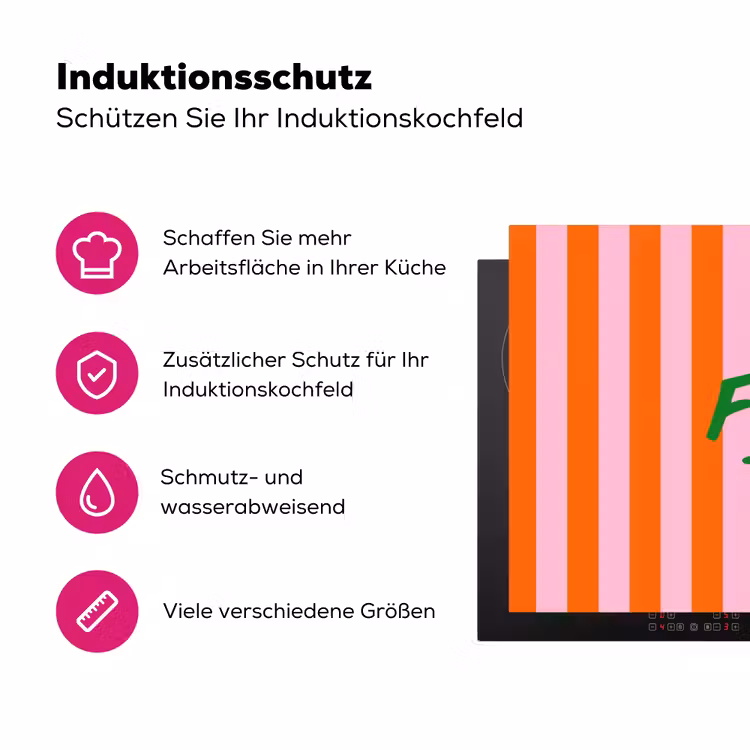 Patroon - Oranje - Fijn - Strepen Inductie beschermer vinyl 3mm klein -zzzzzzz-lf-ups