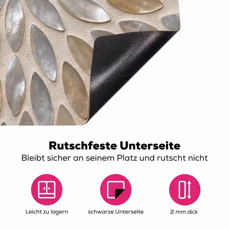 Patroon - Ovaal - Glanzend - Abstract - Beige Inductie beschermer vinyl 3mm middel -zzzzzzz-lf-onderkant