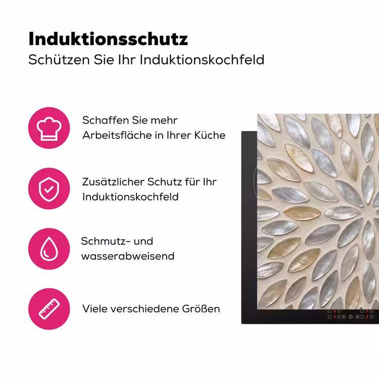 Patroon - Ovaal - Glanzend - Abstract - Beige Inductie beschermer vinyl 3mm middel -zzzzzzz-lf-ups
