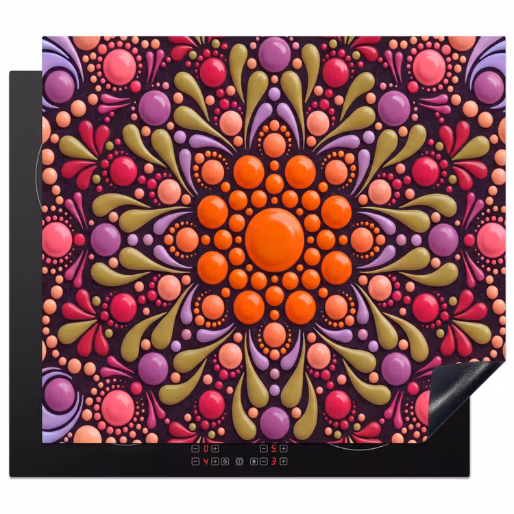 Patroon - Stippen - Abstract - Modern - Kleurrijk Inductie beschermer vinyl 3mm middel -3d