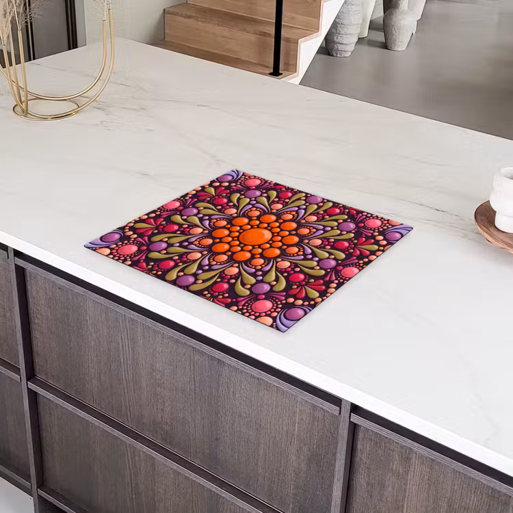 Patroon - Stippen - Abstract - Modern - Kleurrijk Inductie beschermer vinyl 3mm middel -sfeer8