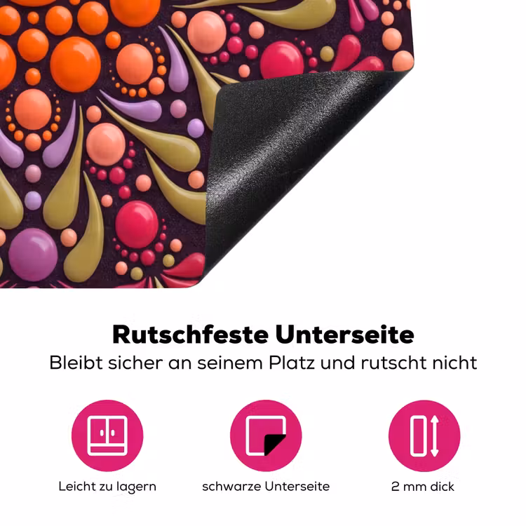 Patroon - Stippen - Abstract - Modern - Kleurrijk Inductie beschermer vinyl 3mm middel -zzzzzzz-lf-onderkant