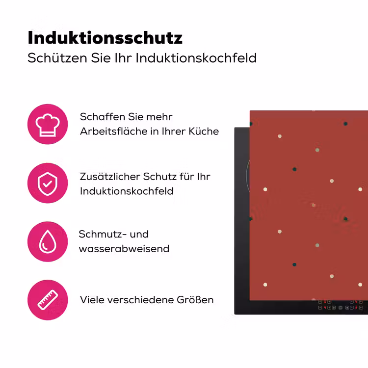 Patroon - Stippen - Rood Inductie beschermer vinyl 3mm klein 276 -zzzzzzz-lf-ups
