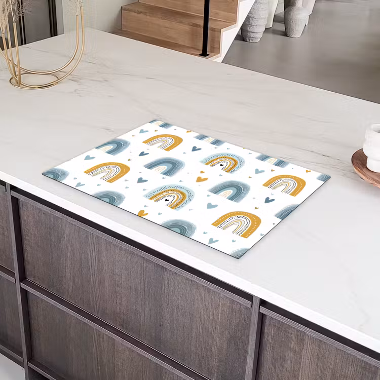 Patroon - Regenboog - Hartjes Inductie beschermer vinyl 3mm klein -sfeer8