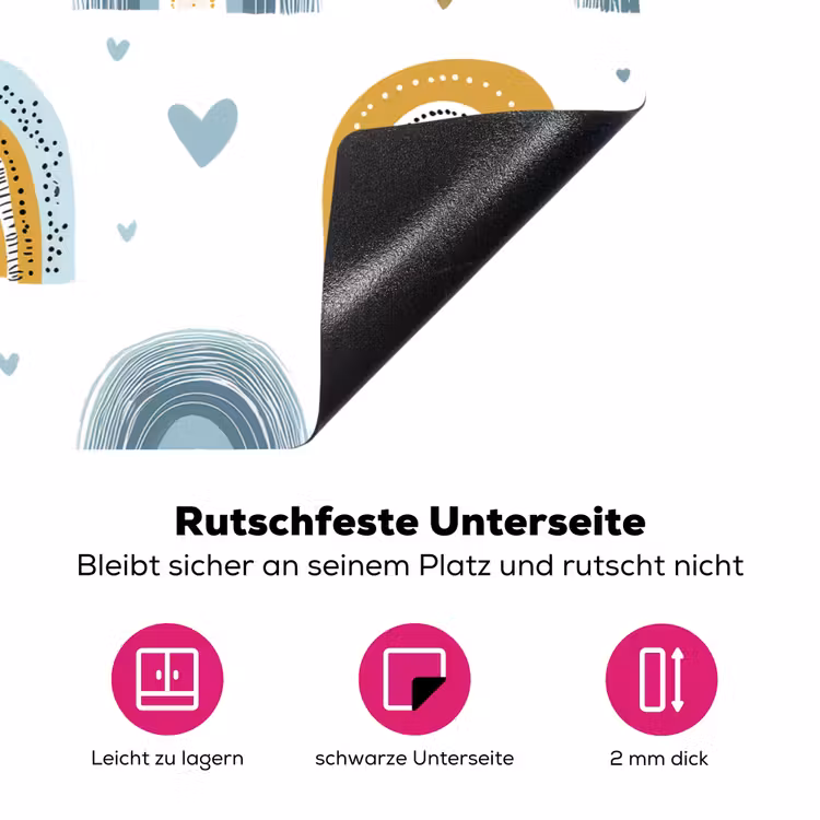 Patroon - Regenboog - Hartjes Inductie beschermer vinyl 3mm klein -zzzzzzz-lf-onderkant