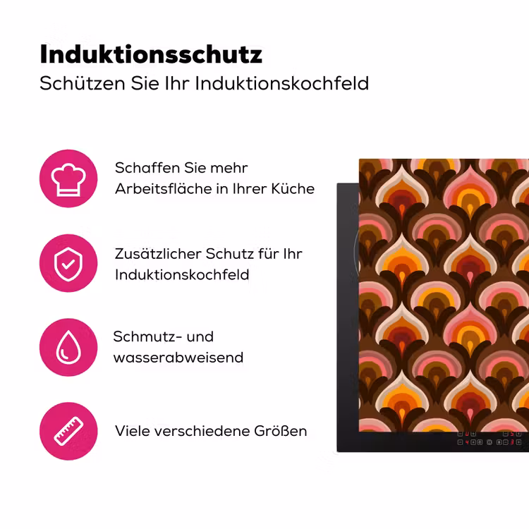 Patroon - Retro - Kleurrijk Inductie beschermer vinyl 3mm klein 276 -zzzzzzz-lf-ups