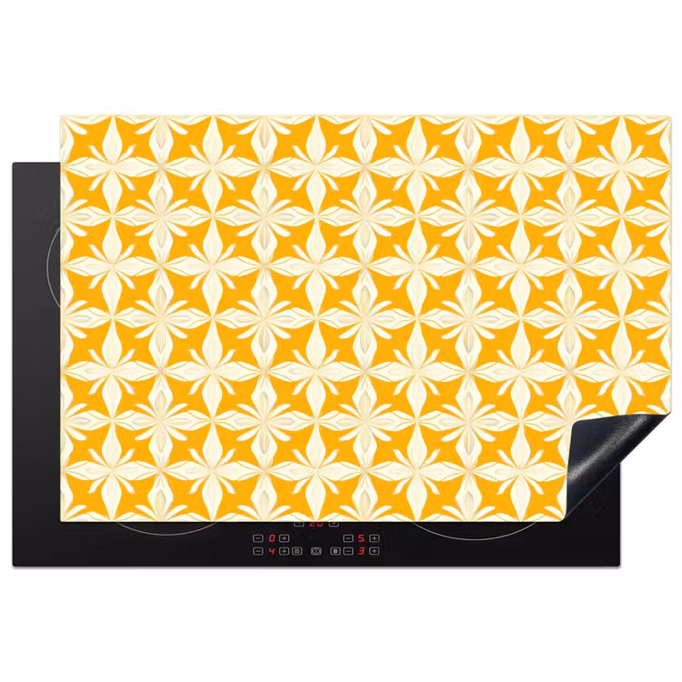 Patroon - Retro - Geel Inductie beschermer vinyl 3mm klein 276 -3d