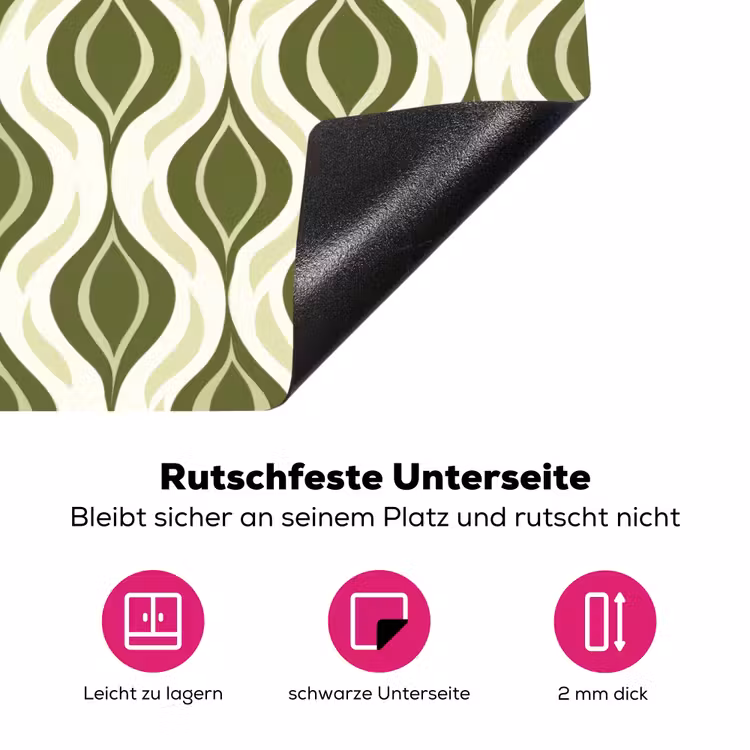 Patroon - Retro - Groen Inductie beschermer vinyl 3mm klein 276 -zzzzzzz-lf-onderkant
