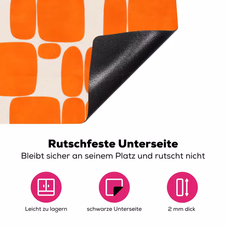 Patroon - Retro - Oranje Inductie beschermer vinyl 3mm klein 276 -zzzzzzz-lf-onderkant