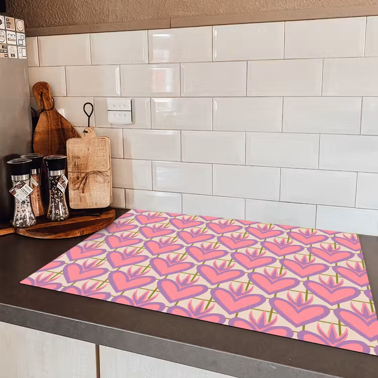 Patroon - Roze - Hartjes Inductie beschermer vinyl 3mm klein 276 -sfeer3