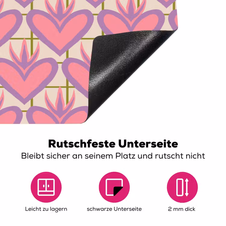 Patroon - Roze - Hartjes Inductie beschermer vinyl 3mm klein 276 -zzzzzzz-lf-onderkant