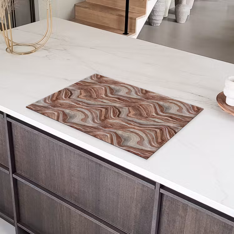 Patroon - Zandsteen - Travertijn Inductie beschermer vinyl 3mm klein 276 -sfeer8