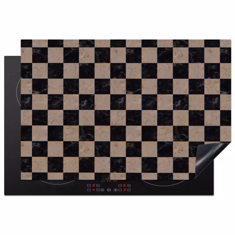 Patroon - Dambord - Marmer Inductie beschermer vinyl 3mm klein 276 -3d