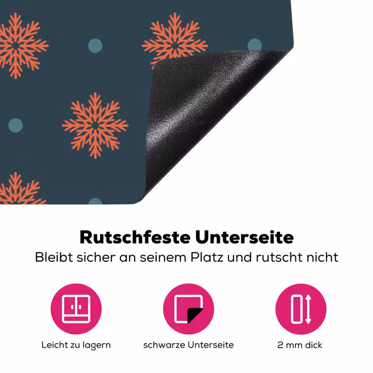 Patroon - Sneeuwvlokken - Blauw Inductie beschermer vinyl 3mm klein 276 -zzzzzzz-lf-onderkant