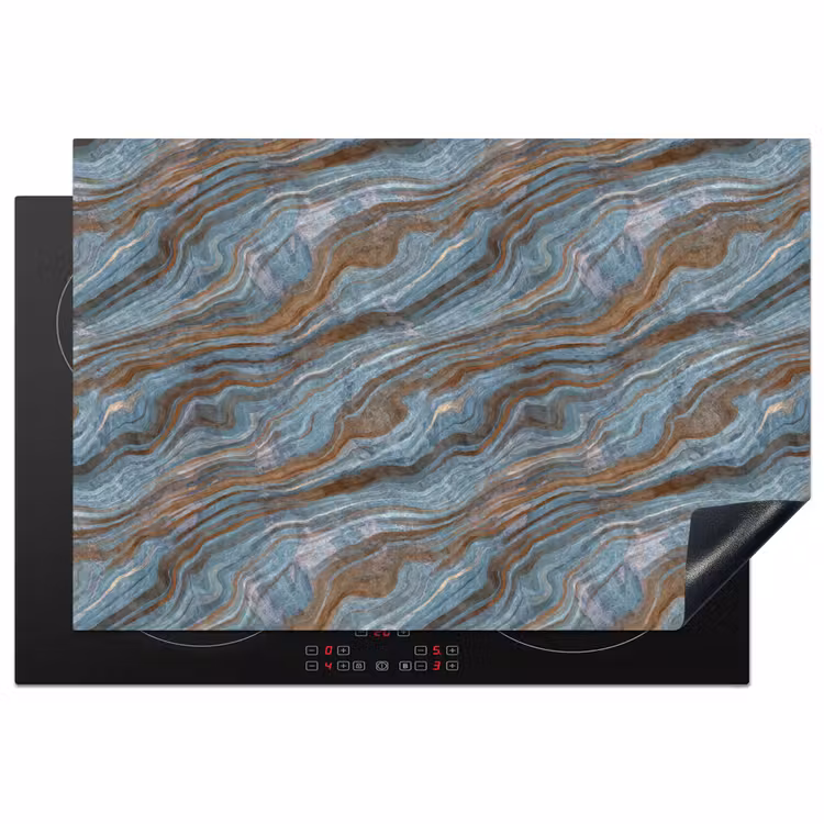 Patroon - Steen - Blauw Inductie beschermer vinyl 3mm klein 276 -3d