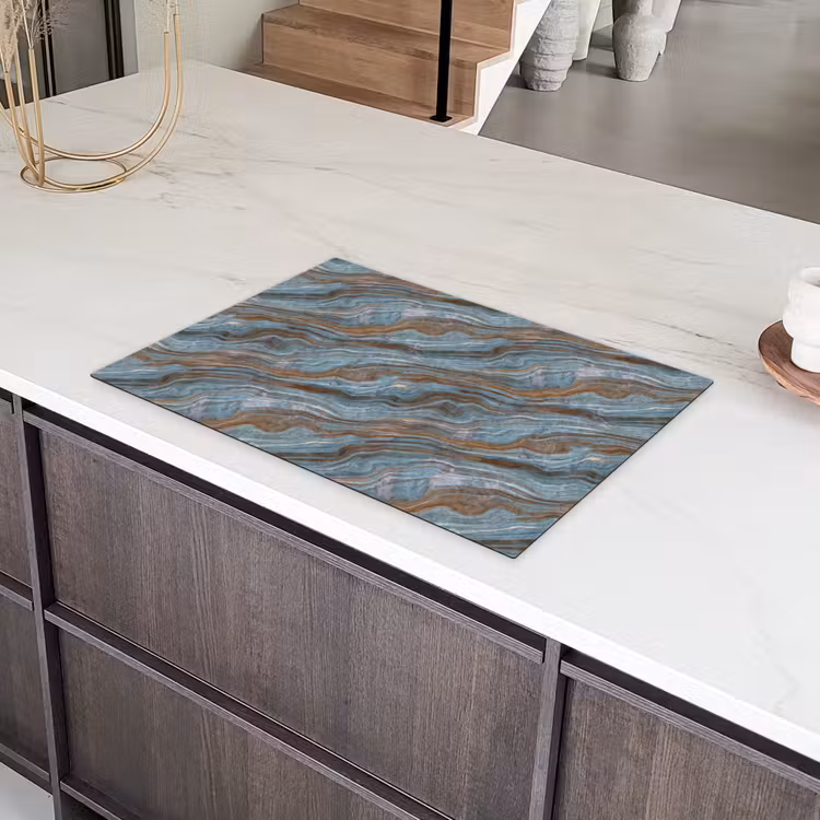 Patroon - Steen - Blauw Inductie beschermer vinyl 3mm klein 276 -sfeer8