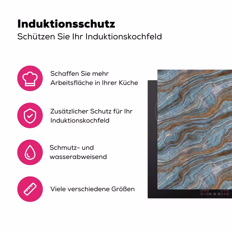 Patroon - Steen - Blauw Inductie beschermer vinyl 3mm klein 276 -zzzzzzz-lf-ups