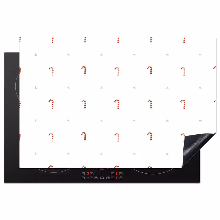 Patroon - Sterren - Zuurstok - Wit Inductie beschermer vinyl 3mm klein 276 -3d