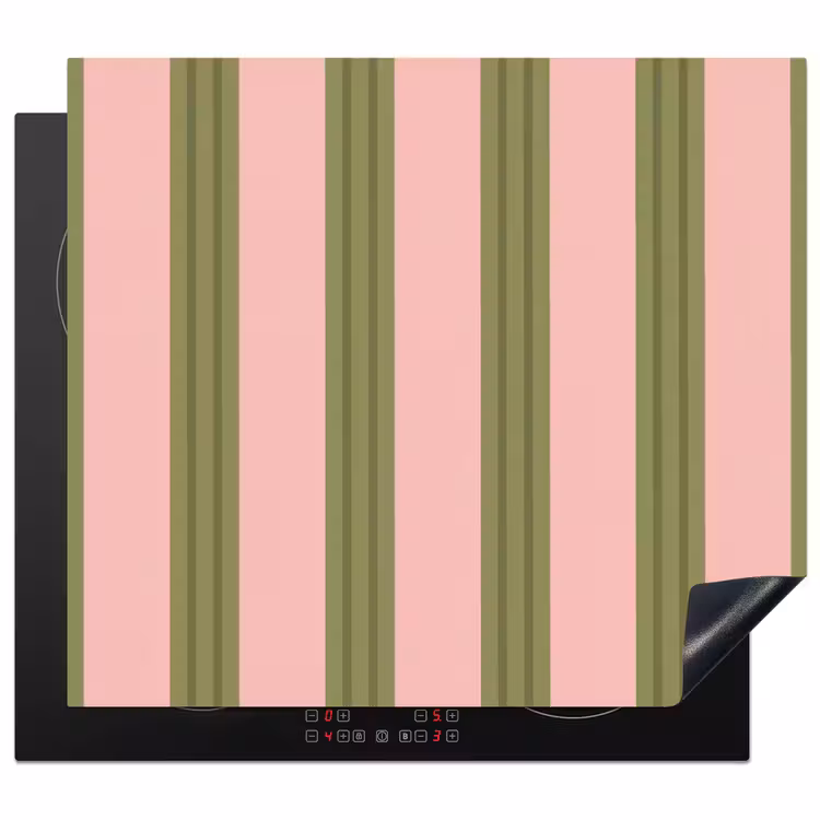Patroon - Strepen - Abstract - Roze - Groen Inductie beschermer vinyl 3mm middel -3d