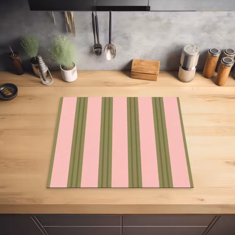 Patroon - Strepen - Abstract - Roze - Groen Inductie beschermer vinyl 3mm middel -sfeer5