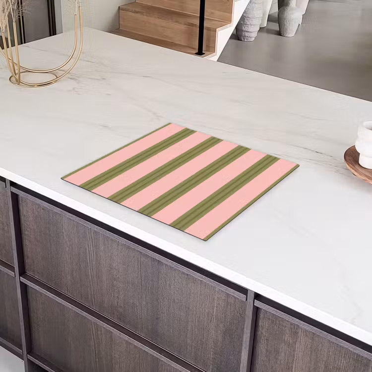 Patroon - Strepen - Abstract - Roze - Groen Inductie beschermer vinyl 3mm middel -sfeer8