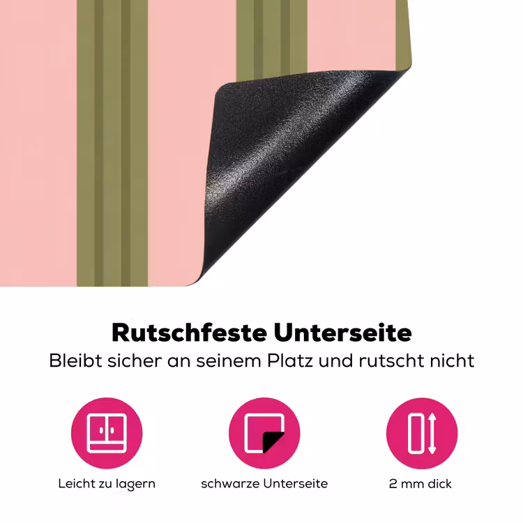 Patroon - Strepen - Abstract - Roze - Groen Inductie beschermer vinyl 3mm middel -zzzzzzz-lf-onderkant