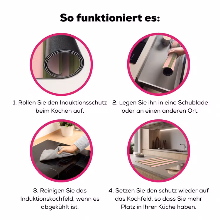 Patroon - Strepen - Abstract - Roze - Groen Inductie beschermer vinyl 3mm middel -zzzzzzz-lf-werking