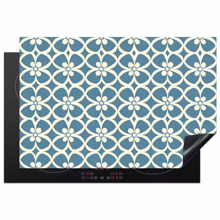 Patroon - Symmetrisch - Blauw Inductie beschermer vinyl 3mm klein 276 -3d