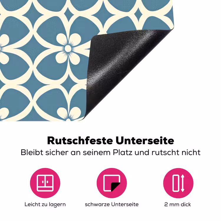 Patroon - Symmetrisch - Blauw Inductie beschermer vinyl 3mm klein 276 -zzzzzzz-lf-onderkant