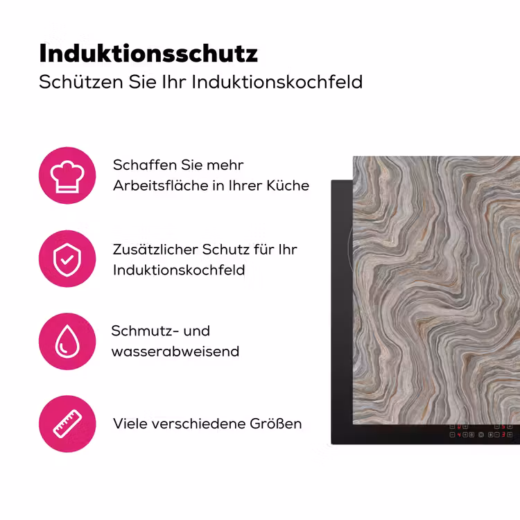 Patroon - Textuur - Grijs Inductie beschermer vinyl 3mm klein 276 -zzzzzzz-lf-ups