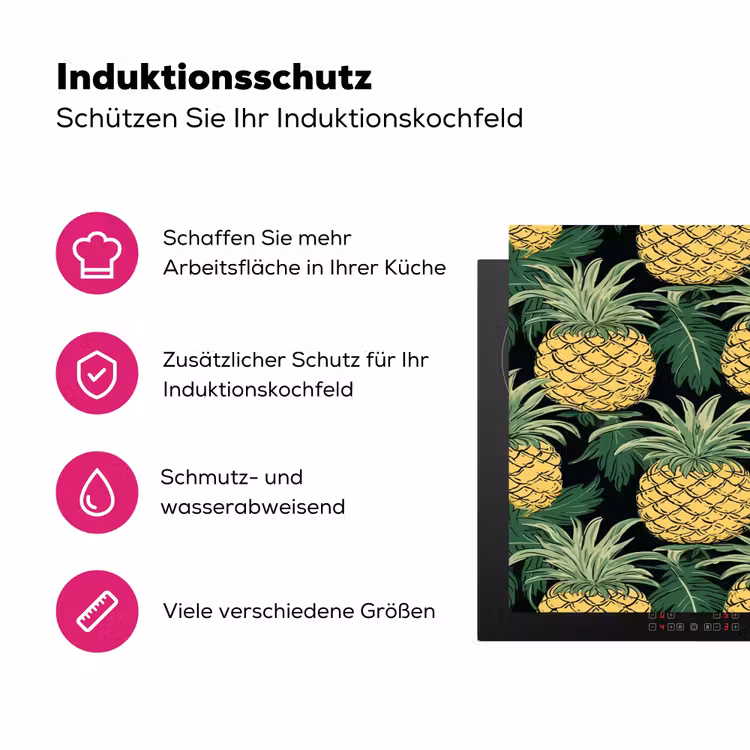 Patroon - Tropisch - Ananas - Illustratie Inductie beschermer vinyl 3mm klein 276 -zzzzzzz-lf-ups