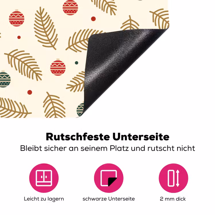 Patroon - Kerst - Symbolen - Beige Inductie beschermer vinyl 3mm klein 276 -zzzzzzz-lf-onderkant