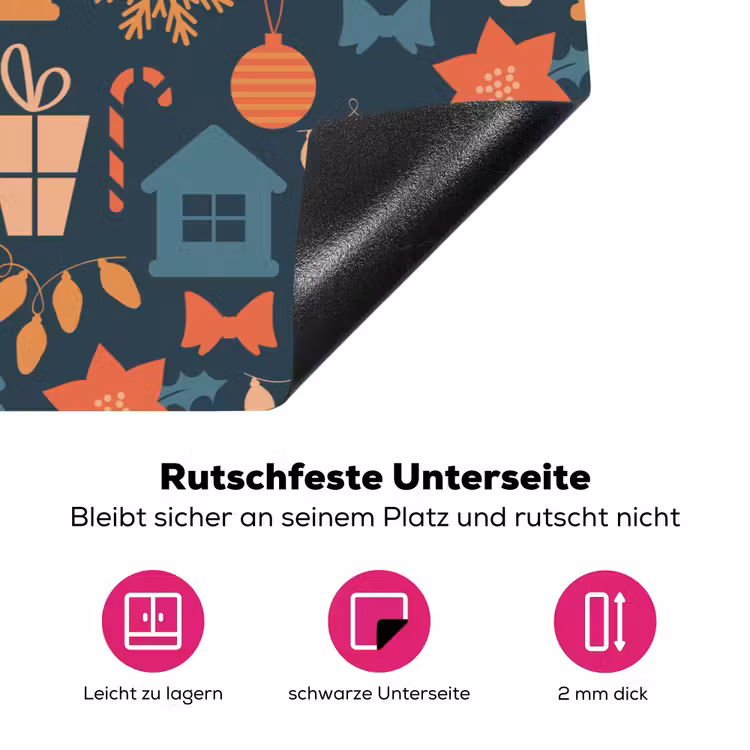 Patroon - Kerst - Symbolen - Blauw Inductie beschermer vinyl 3mm klein 276 -zzzzzzz-lf-onderkant