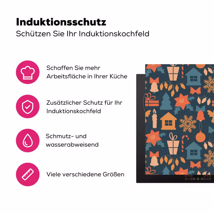 Patroon - Kerst - Symbolen - Blauw Inductie beschermer vinyl 3mm klein 276 -zzzzzzz-lf-ups
