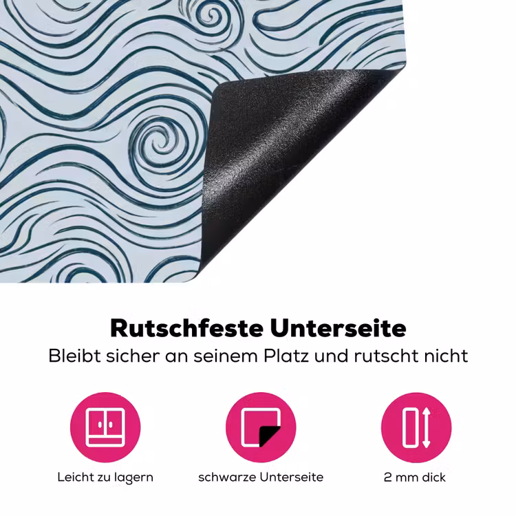 Patroon - Golven - Abstract - Modern - Blauw Inductie beschermer vinyl 3mm klein -zzzzzzz-lf-onderkant