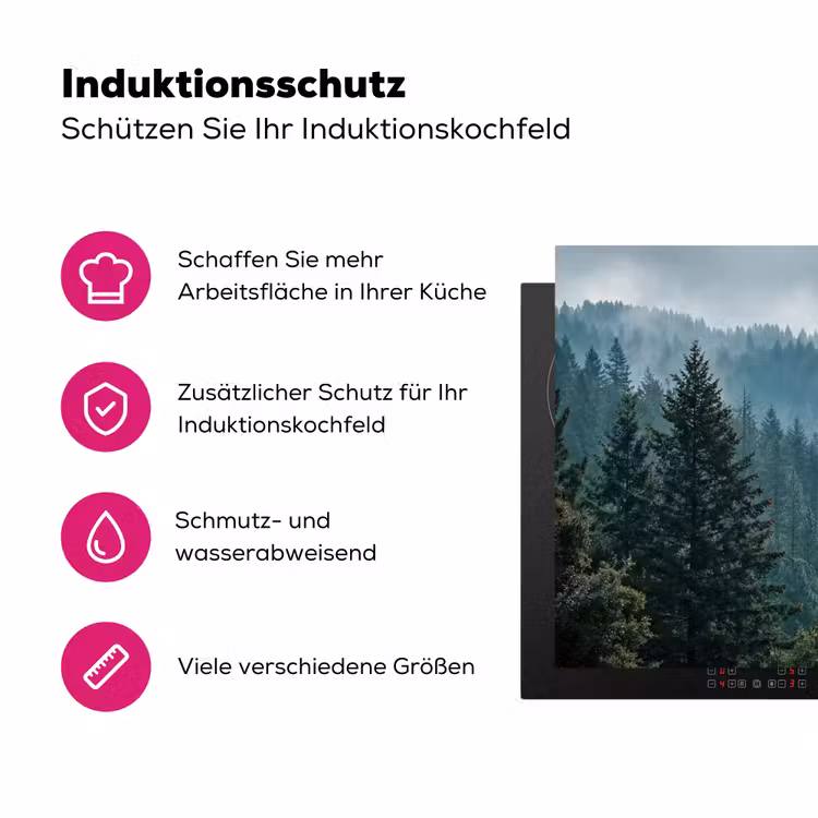 Naaldwoud - Bergen - Mist Inductie beschermer vinyl 3mm klein -zzzzzzz-lf-ups